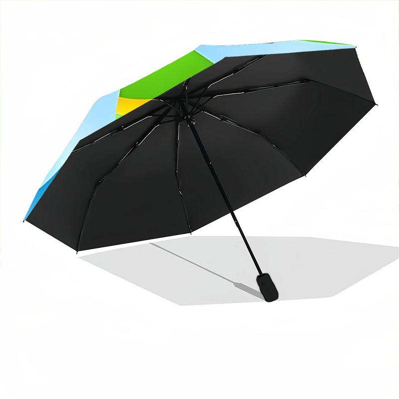 1PC Green Leaf Pattern Automatic Open/close Umbrella with 8-Rib Structure for Women/Men, All-Season Use - Travel Essential, Stylish Accessory, Highqua