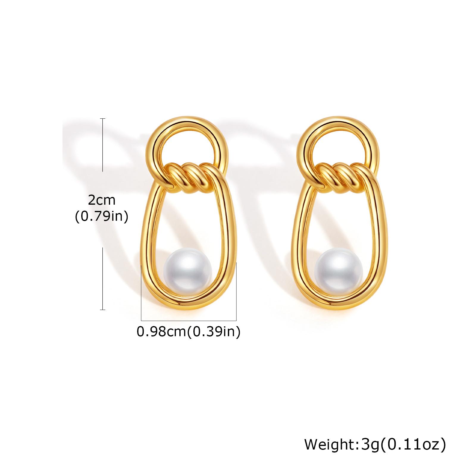 

Fashion Irregular Imitation Pearl Earrings Stainless Steel Geometric Twist Texture Earrings for Women Statement Party Jewelry