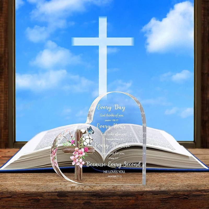 Serce Akrylowe Znak, Religijne Prezenty dla Kobiet, Chrześcijańskie Prezenty Akrylowe Serca Ozdoba, Inspirujący Prezent Pisma Świętego Motywujący Prezent Serca