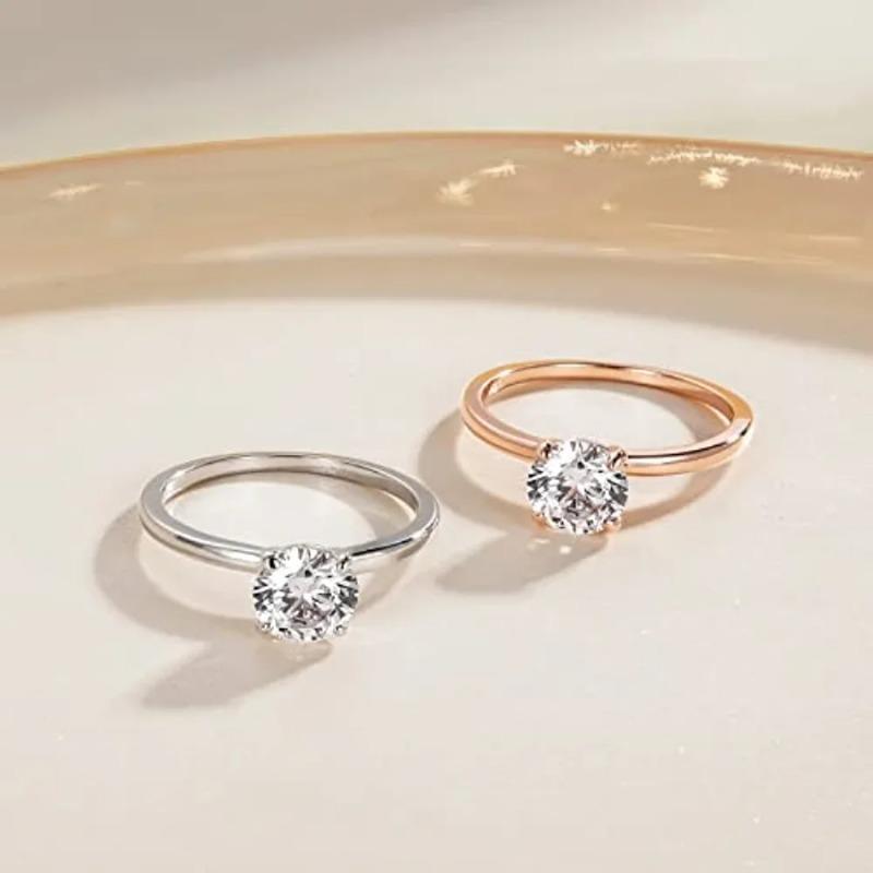Trumium 1.5CT 925 Sterling Silver Engagement Rings Round Cut  Cubic Zirconia CZ Wedding Promise Rings Wedding Bands for Women
