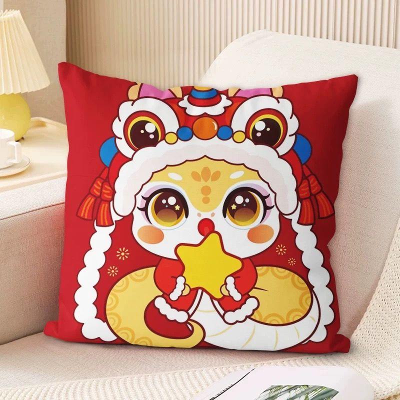 New Snake Double-sided Pillow Red Super Soft Cushion Zodiac Sofa Living Room Festive Decorative Cushion