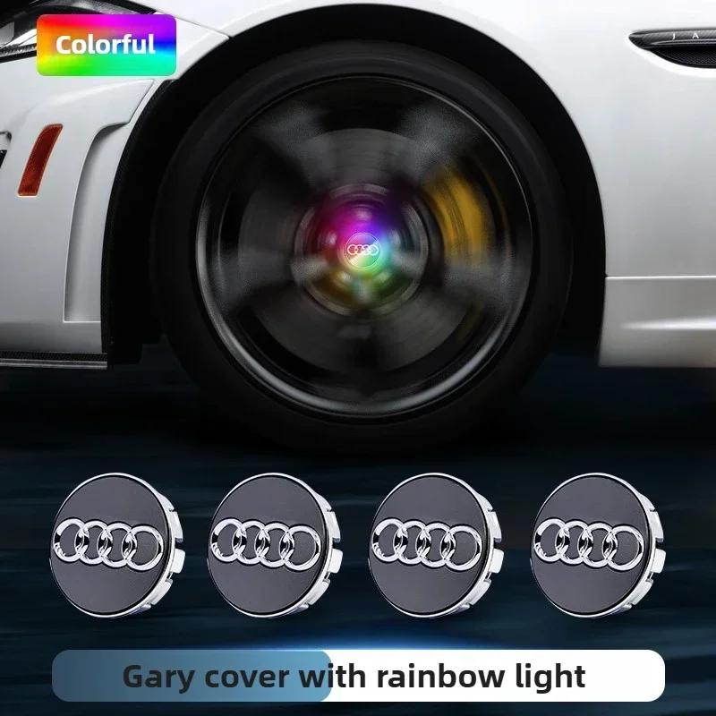 For Audi  A84Pcs 60mm 61mm 69mm LED Wheel Center Hub Cap Light Floating Illuminated Cover for Audi A3 A4 A5 A6 Q3 Q5 Q7 etc