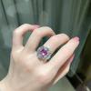 Elegance Cherry Blossom Pink Zircon Open Ring for Women - Versatile, Full Diamond Inlaid Design