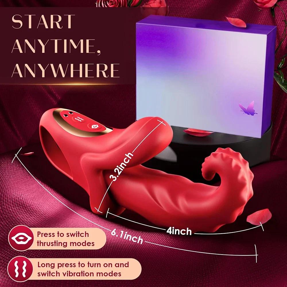 6 IN 1 Powerful Tongue Licking Vibrator Clitoral Stimulator Wearable Panties Vibrating Nipple Vagina Massager Adult Sex Toys Insert Dildo Masturbator