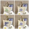 Minimalist Large Capacity Letter Print Tote Bag Shopping Handbag Woman Shoulder Bag Zipper Casual Underarm Bag Work