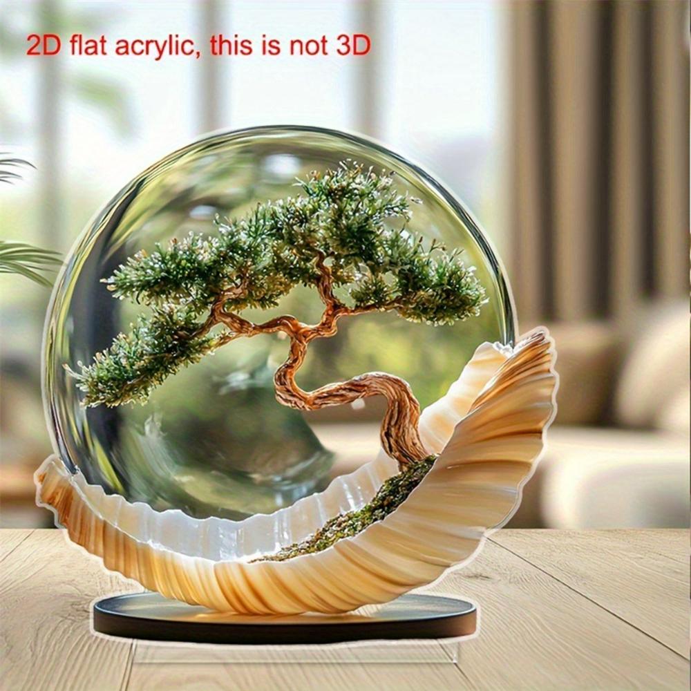 Simple Pine, 2D Flat Acrylic, Desktop Decoration, Suitable for Office, Living Room, Ornaments, Christmas, Halloween
