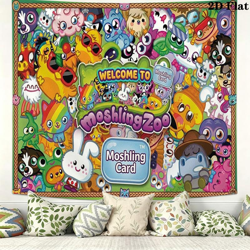 Moshi Monsters Wall Tapestry Aesthetic Wall Hanging Printed Fabric Blanket Decorative Tapestries for Bedroom Living Room Home Decor