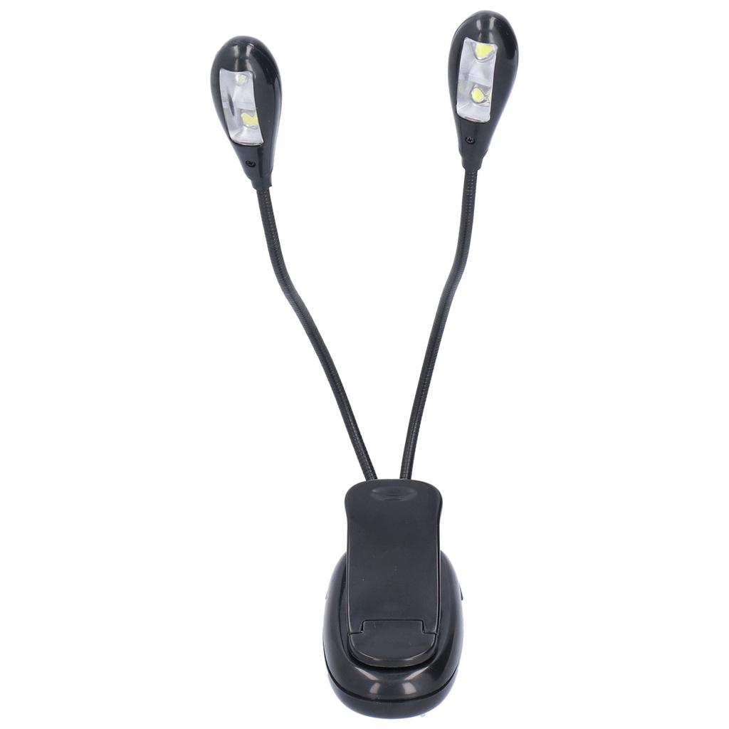 LED Book Light Eye Protecting 360 Degrees Rotatable White Light Double Pole 4 Lamp Beads Reading Lamp with Clip for
