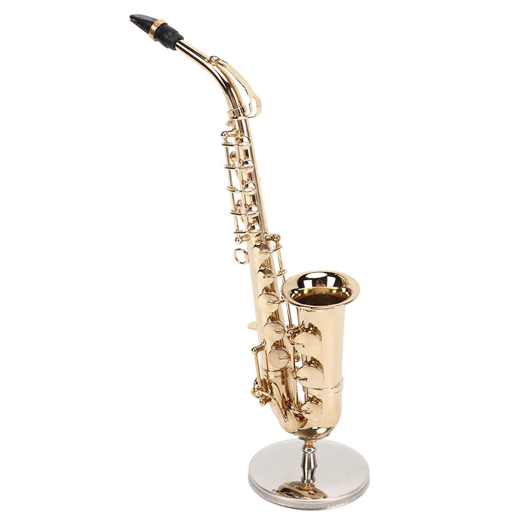Miniatur-Altsaxophon-Replik mit Ständer und Koffer, Mini-Saxophon, Musikinstrument, Puppenhausmodell