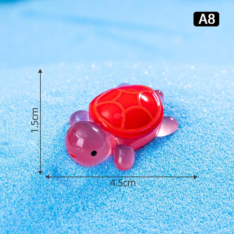 1Pc 1.77" Glow In Dark Sea Turtle Figurines Resin Glow Animal Miniature Figurines Ocean Theme Diy Home Garden Decoration