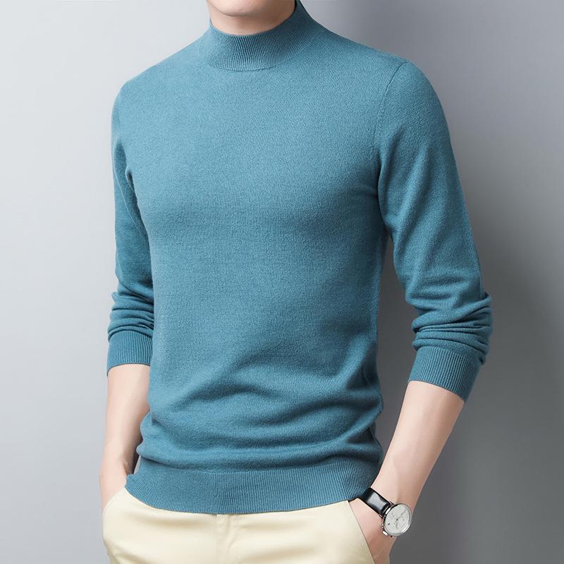 

Men s Winter Korean Style Pure Wool Half Turtleneck Sweater - Trendy, Warm Knitted Bottoming Shirt L (120-140 lbs)
