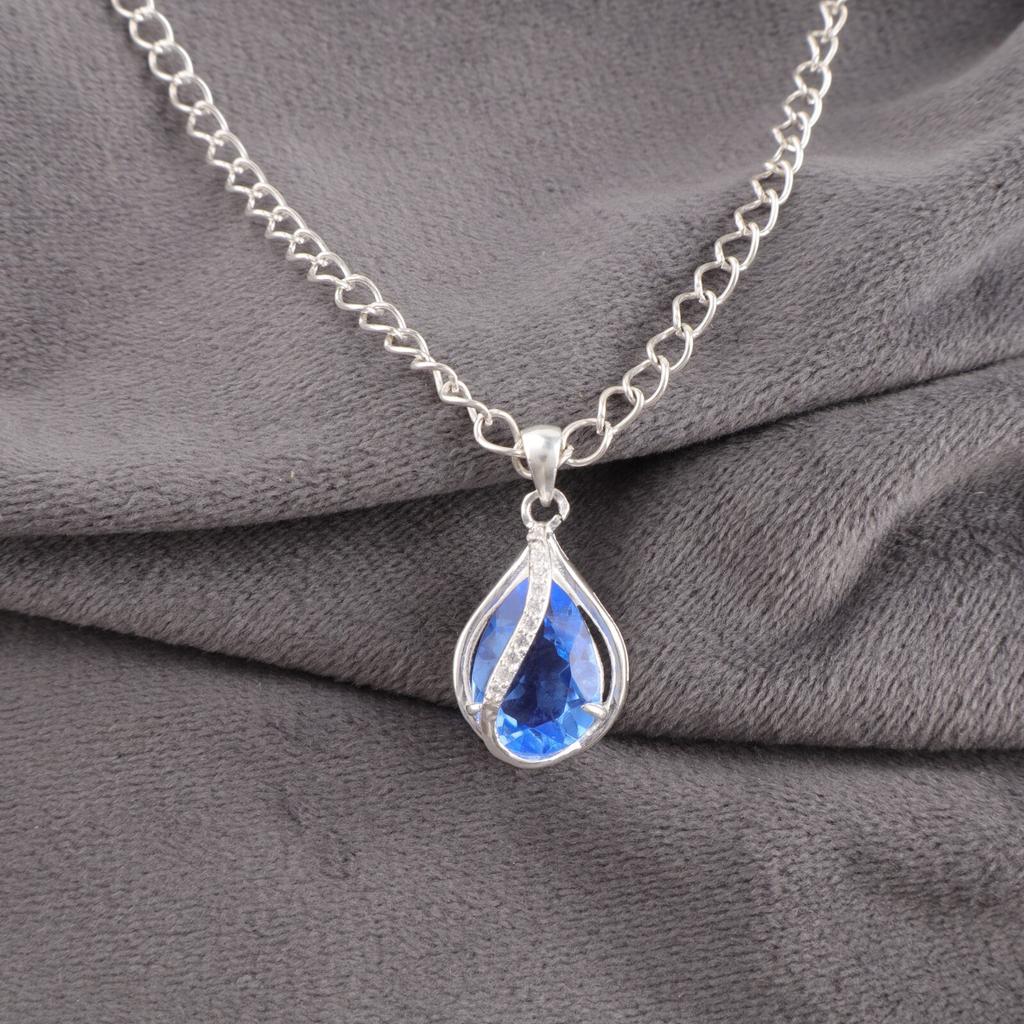 Natural Tanzanite Gemstone Zircon Pendant  925 Solid Silver Jewelry Women Gift CZP-7-18