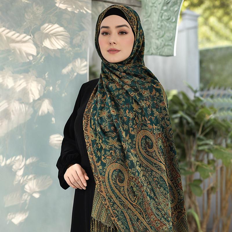 Thick Pashmina Scarf Shawl Wrap Paisley Jacquard Stoles Vintage Cashew Scarves Printed Cotton Tippet Sunscreen Hijab