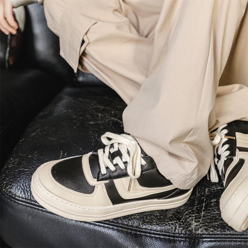 New men's shoes black and white high street board shoes men's design sense splicing platform sports casual white shoes men's X178