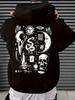 Fall/Winter  Mystical Skull Moon Tooth Snake Print Hooded Sweatshirt - Retro Gothic Street Casual Pullover Shirt