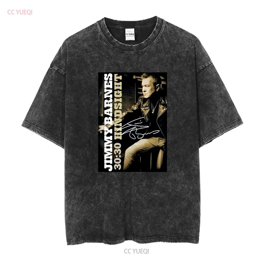Retro Hindsight JIMMY BARNES T-shirt Svart S 5XL LE371 långa eller korta ärmar vintage Tvättad streetwear designkläder