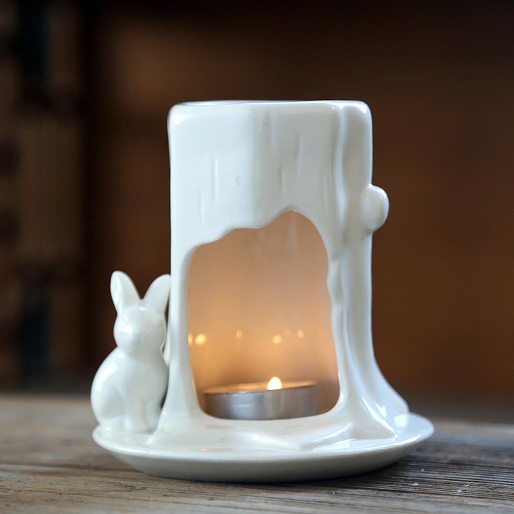 Bruciatore di Aromi in Ceramica a Forma di Coniglio per Spa Yoga Meditazione Cucina e Serate di Festa con Resistenza alle Alte Temperature