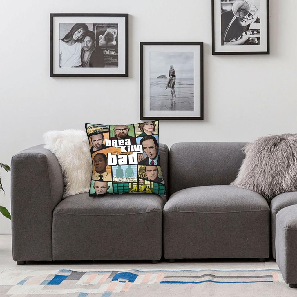 Heisenberg Breaking Bad Square Pillow Covers Polyester Car 90s TV Cushion Cover Funny Decorative Pillowcase 45*45