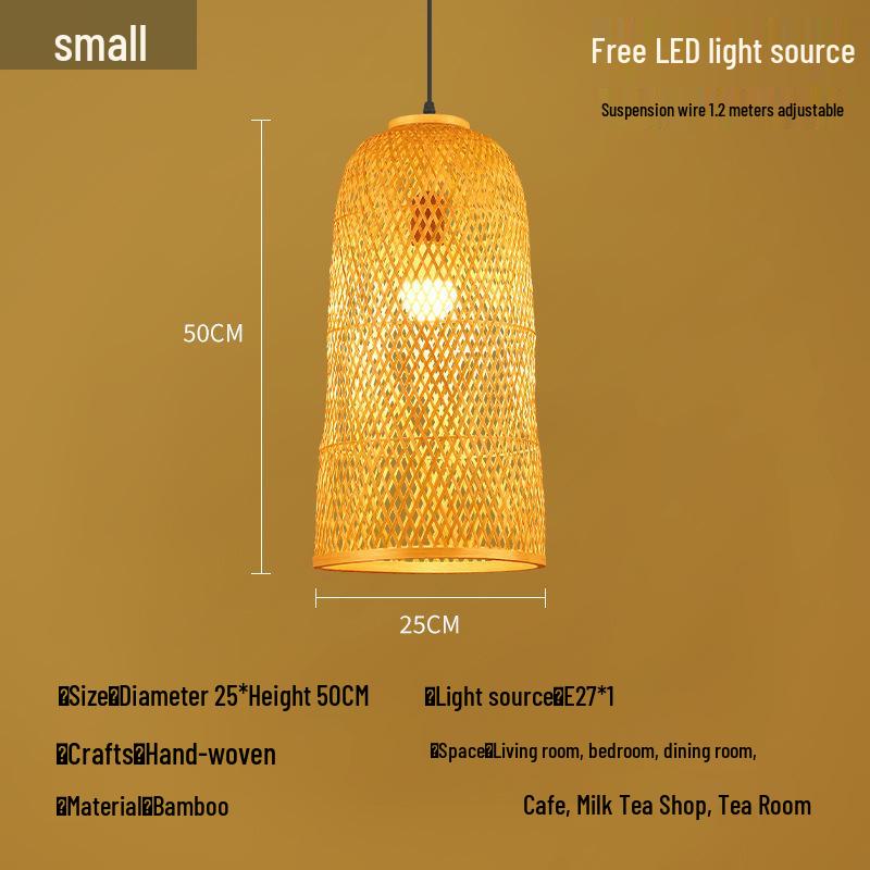 Bamboo Rattan Pendant Lamp: New Chinese & Japanese Style Zen Lighting for Tea Room & Dining, Antique Lantern Design.