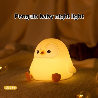 Penguin Baby Night Light USB Rechargeable LED Touch Lamp with Dimmable Glow Cute Bedside Lamp for Kids Adults Fun Novelty Gift for Home Decor