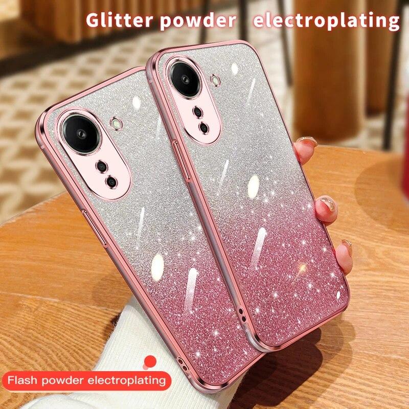 Fashion Plating Gradient Glitter Case pro Xiaomi Mi 14 13 Pro 12 11 Lite 11T Redmi Note 12 Pro 12S 11 11S silikonový zadní kryt