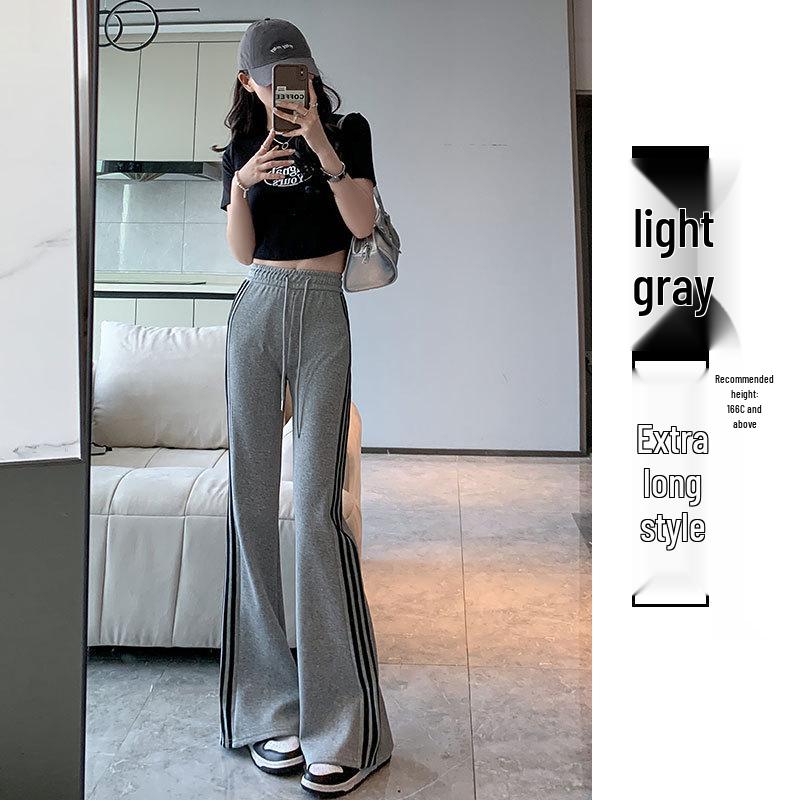 Mamba Cotton Casual Flare Pants - Women's High-Waist Striped Sport Trousers (2024 Autumn/Winter Collection)
