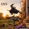 Whimsical Witch Silhouette Garden Wind Spinner, Halloween Yard Art Metal Outdoor Accents Stake, Flying Spinner for Lawn Patio Pathway Fall Decoration