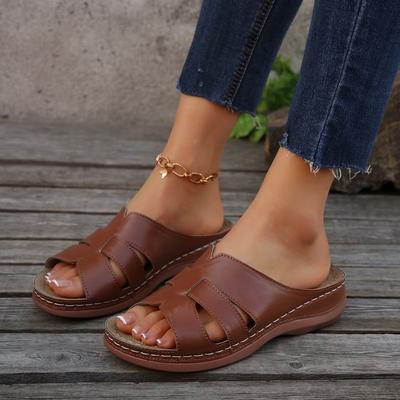 Summer New Women's Thick Soled Roman Slippers Fashion Open-toed Slip-on Sandals Comfortable Non-slip Outdoor Walking Shoes