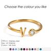 EMANCO Birthstone Initial Custom Ring Open End Ring Stainless Steel Name Custom Jewelry Women's Ring