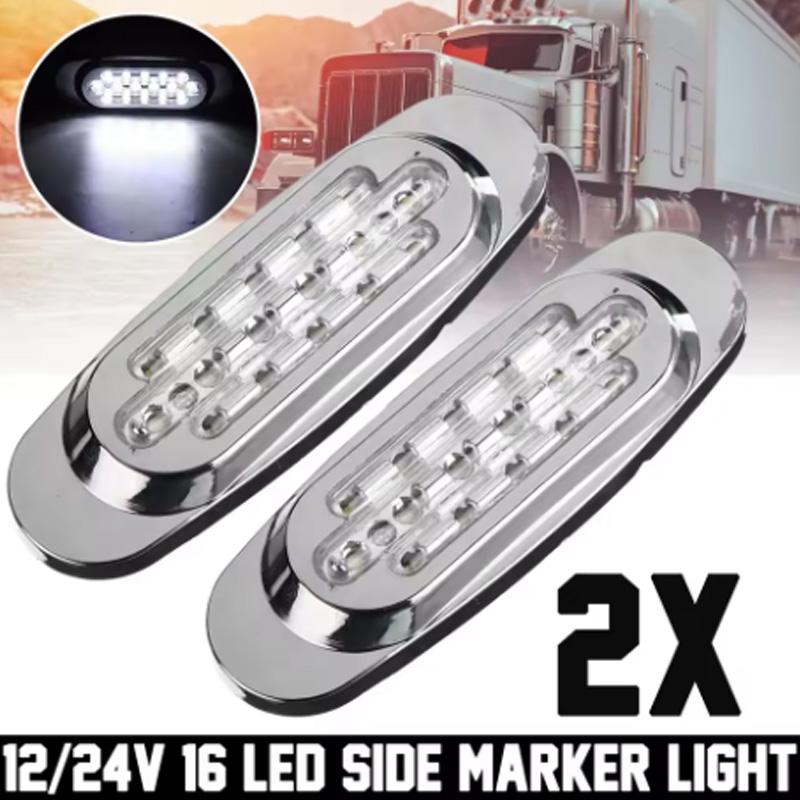 2pcs Truck 16Led Side Marker Tail Lights Amber 12V 24V Waterproof Led Marker Lamp Trailer Light Rear Side Lamps