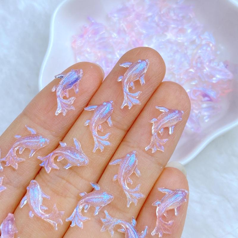 100pcs Kawaii Cartoon Animal Dolphins, Goldfish Nail Rhinestones Gems Glitter Scrapbooking DIY Jewelry Craft Decoration Accessor