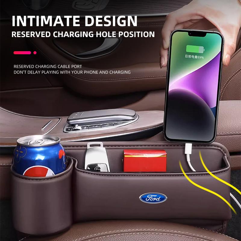 Car Seat Crevice Storage Box Seat Gap Slit Pocket Catcher Organizer Car Interior Accessories For Ford Escape C520 ZC/ZD C520N C519