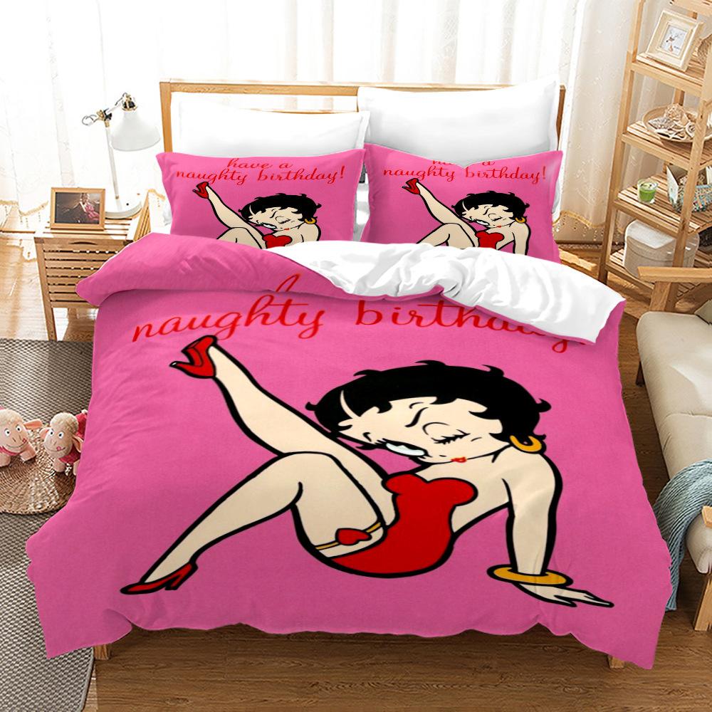 3D Three-Piece Betty Boop Quilt Cover Digital Printing