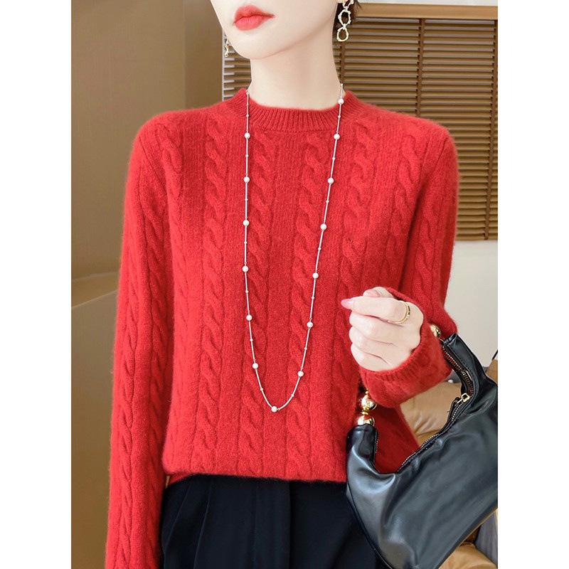 Γυναικείο Πουλόβερ 100% Καθαρού Μαλλιού, Στρογγυλή Λαιμόκοψη, Πυκνωμένο, Μαλακό Πουλόβερ - Ευέλικτη Μόδα για Φθινόπωρο και Χειμώνα