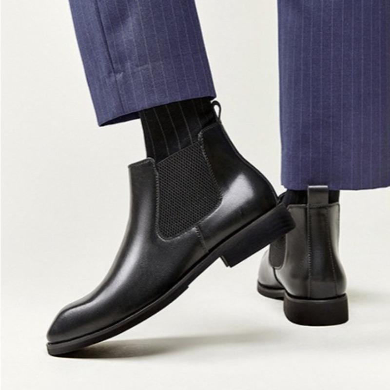 Mens Chelsea Boots Italian Genuine Leather Boot Fashion Casual High-top Boots Business Dress Boots for Men Classic Ankle Booties