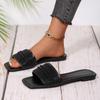 [Foreign Trade] Beach Wear Casual Weaving Niche One-word Drag Flat-bottomed Summer Sandals Slippers
