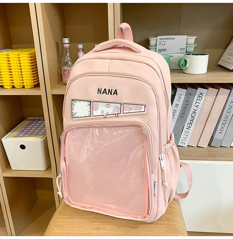 School Bag New School Bag Female Korean Version Ins Wind Two-dimensional Transparent Bar Pain Bag Multi-compartment Middle and High School Student
