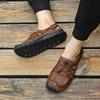 Mens Genuine Leather Sandals  Closed Toe Sandals Hand-stitched Summer Men Sandals Breathable Outdoor Men Beach Sandals