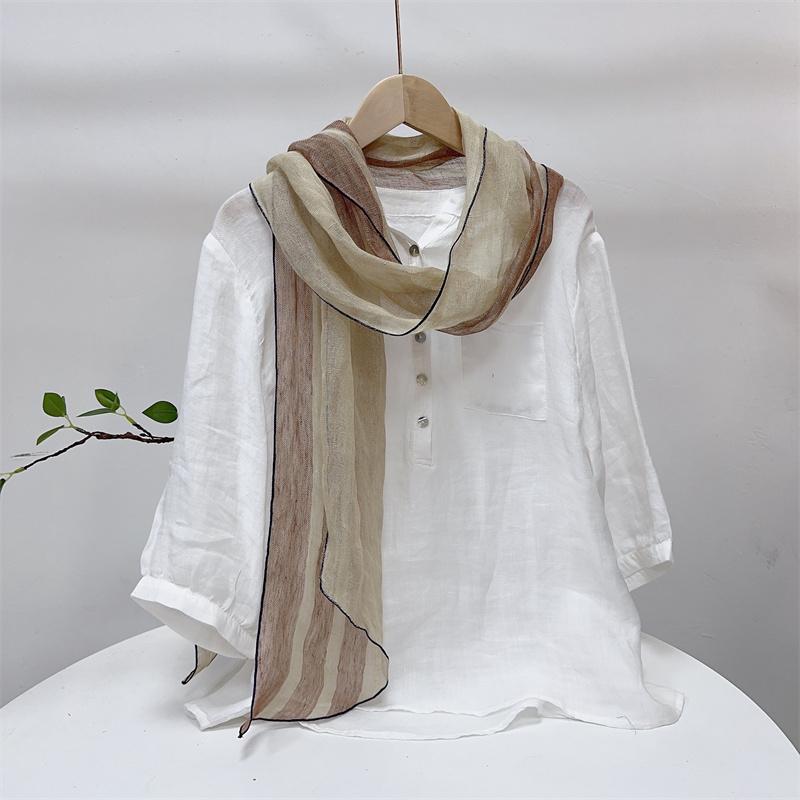 Long Extended Diamond Scarf Women Sunscreen Scarf Irregular Linen Neckerchief Shawls