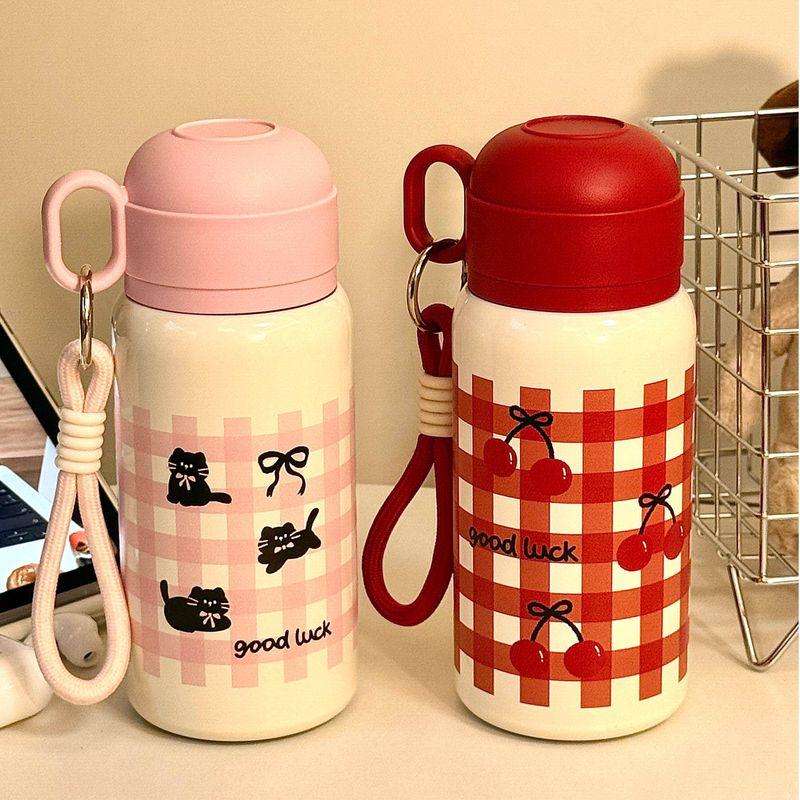 Student Cute Large Capacity Vacuum Cup Girl Good-looking Water Cup with Straw 316 Stainless Steel Double Drink Cup Satchel