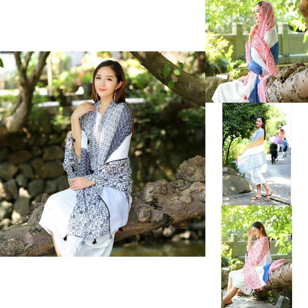 Ethnic Style Shawl For Women Lightweight Summer Scarf With Print Design For Travel And Beach