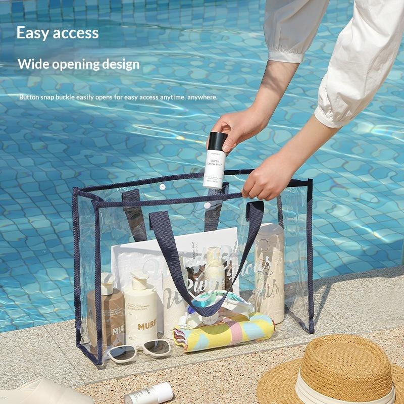 Cosmetic Pouch Beach Tote - Lightweight Beach Bag With Phone Pouch Waterproof Foldable Tote Bag For Beach, Pool, Vacation