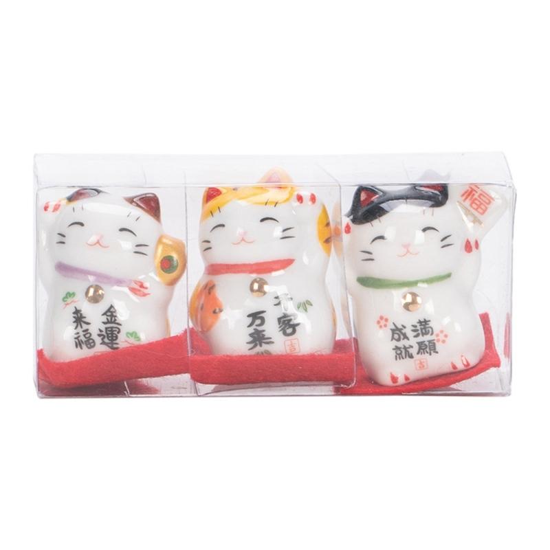 

Porcelain Maneki Neko Cats Figurine Fengshui Fortune Lucky Cats Statue Ornament Waving Fortune Decors Collections 1