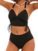 Solid Ribbed Tie Side Sexy Bikini Set Comfortable Elegant Two Piece Swimwear