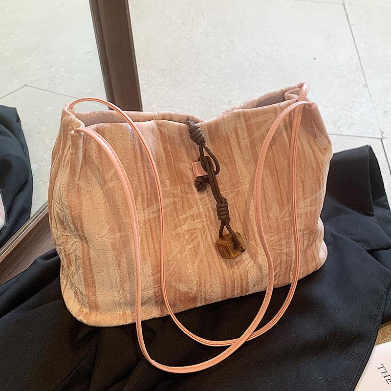 New Chinese Style Chinese Style Commuting Bucket Bag for Women's New One Shoulder Armpit Bag Large Capacity Hand Tote Bag