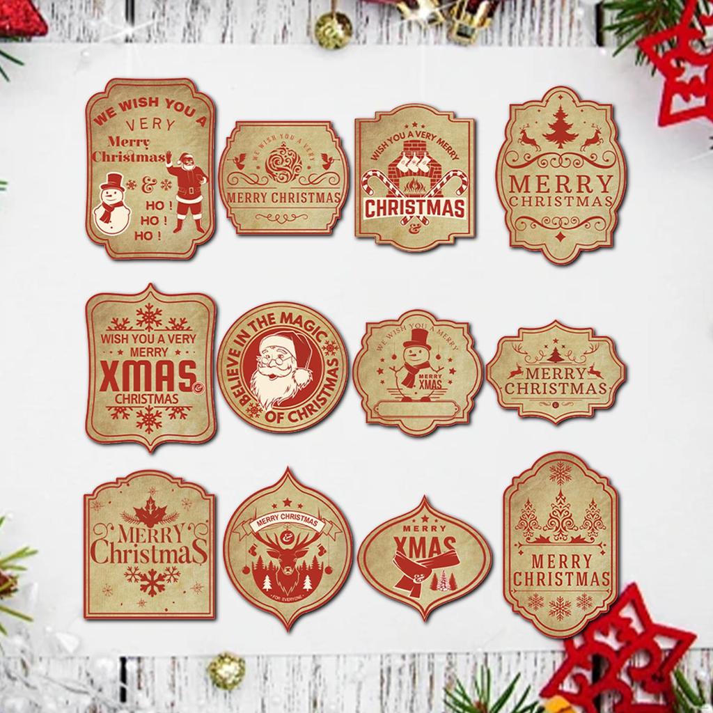 12 Pieces Christmas Wine Bottle Label Stickers Decoration Decal, Portable, Self Adhere