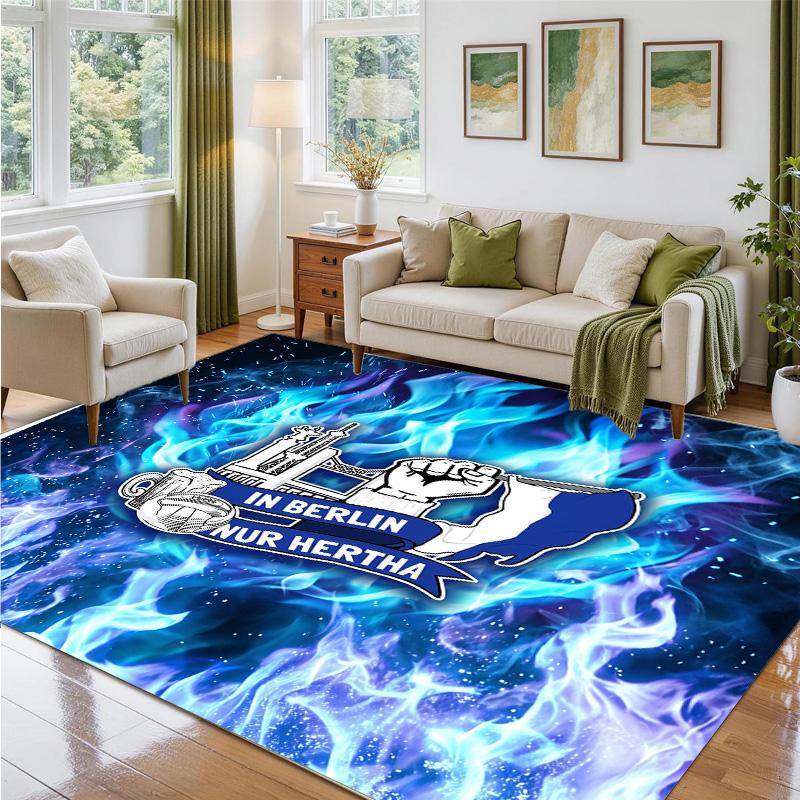 hertha bsc FC Design Crystal Velvet Rug Soft Decorative Mat for Bedroom Entrance