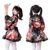 ChicFlow Yukata Lolita Erwachsenen Cosplay Japanisch Floral Lang Schul Set Kleid, Stil, Damen, Floral, Ozean, Sexy, Kostüm, Stil, Satin, Druck,