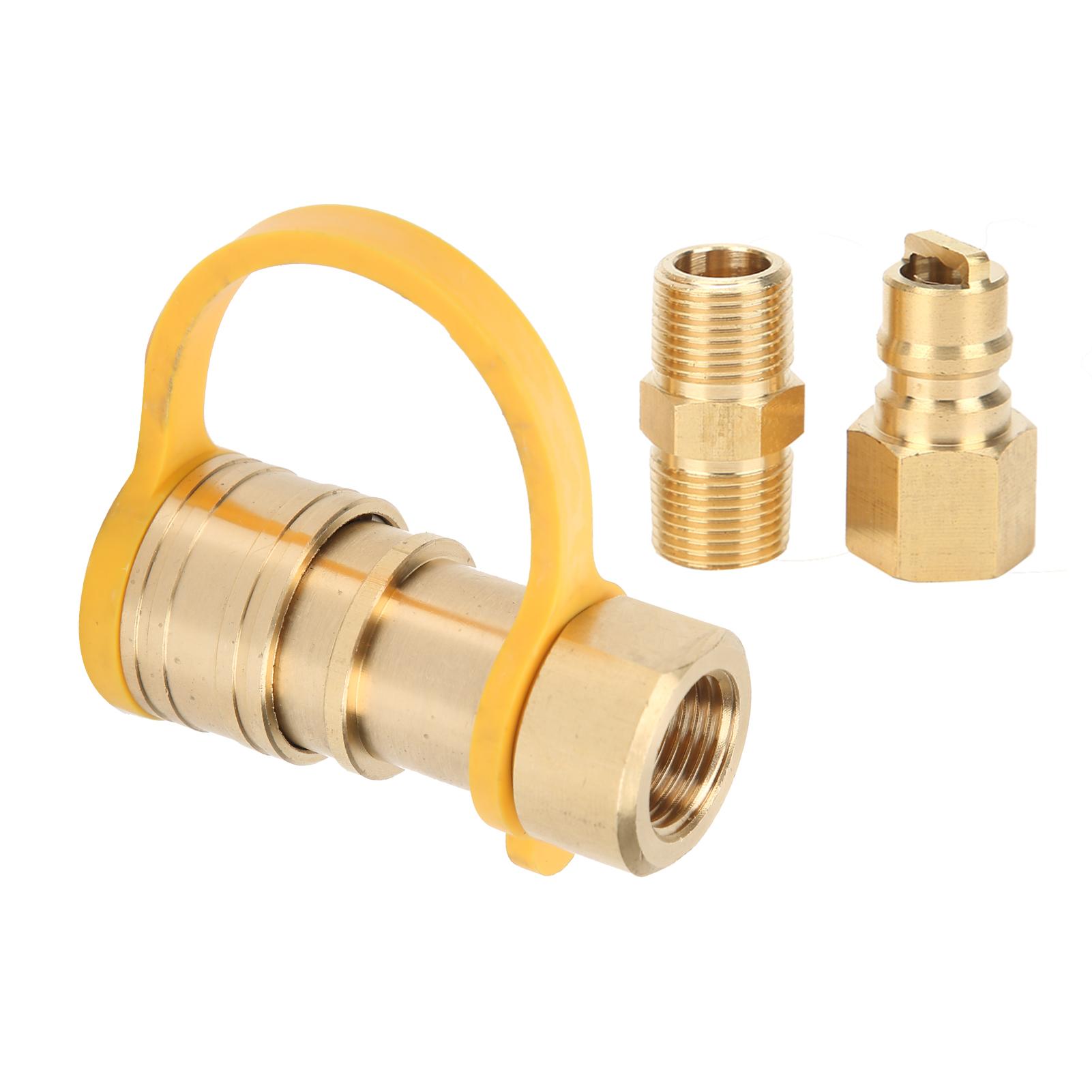 

3/8in Propane Gas Quick Connect Fittings Brass Propane Gas Adapters with Shutoff Valve