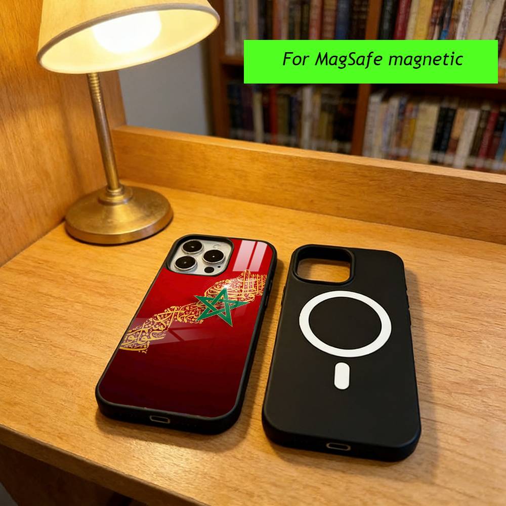 M-Moroccan Flag Phone Case For iPhone17,16,15,14,13,12,11 Plus,Pro Magnetic with Magsafe Wireless Charging
